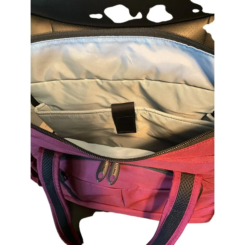 L.L.Bean Maroon‎ Nylon Zip Tote Computer Bag With Multiple Pockets